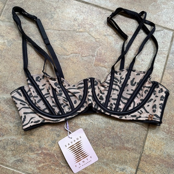 Savage X Fenty Other - Savage X Fenty Vigilante Vamp Mesh Balconette Bra Leopard NWT 34B